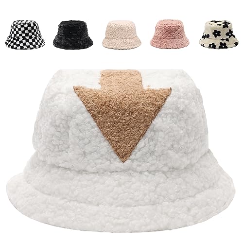 Image of Bucket Hat Women Furry Fuzzy Bucket Hats for Ladies, Winter Warm Fluffy Plush Faux Fur Hat for Women