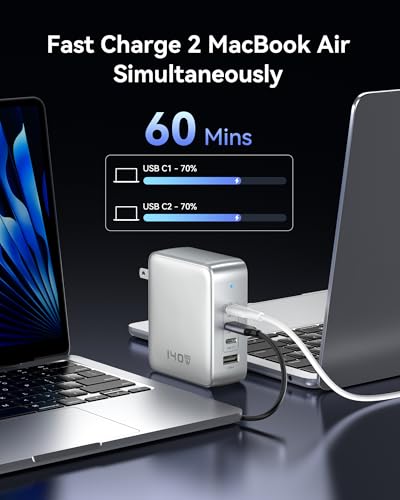 Image of 140W GaN USB C Wall Charger, 4-Port PD3.1 Laptop Charger Block Foldable Compact PPS Fast Power Adapter for MacBook Pro /Air, Dell XPS, iPad Pro, iPhone 17 /16 Pro, Galaxy S25 /S24, Steam Deck, and More