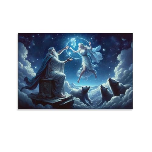 Poster mythes grecs étoiles en toile 60x90 cm pour déco chambre moderne