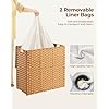 Greenstell Laundry Hamper with lid, No Install Needed, 130L Wicker Laundry Baskets Foldable 2 Removable Liner Bags, 2 Section Clothes Hamper Handwoven Rattan Laundry Basket with Handles, Natural