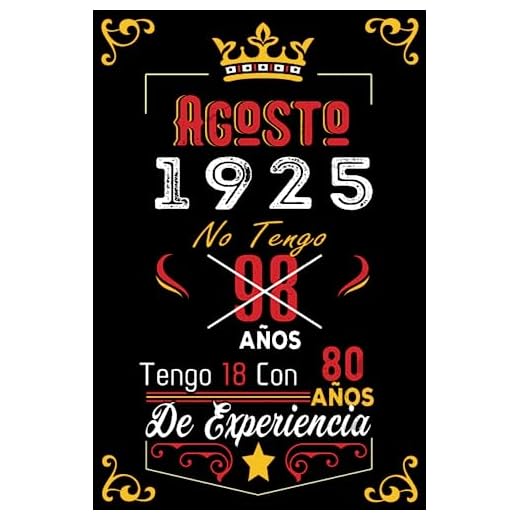 No tengo 98 años tengo 18 con 80 años de experiencia: Cuaderno | Agosto 98 Cumpleaños Regalo para Hombres Mujeres Niñas Niños Cumpleaños 1925 Personalizado