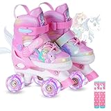 Girls Roller Skates for Kids Ages 3-12 Adjustable Light Up Roller Skates for Toddlers Beginners Boys Unicorn Mermaid Rainbow Gift for Indoor Outdoor Sports