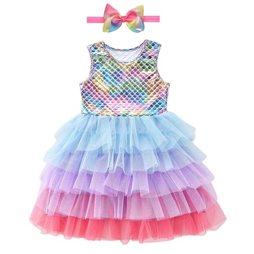 Toddler Girl Mermaid Tulle Tutu Birthday Party Dress Easter Halloween Summer SleevelessTank Sundress