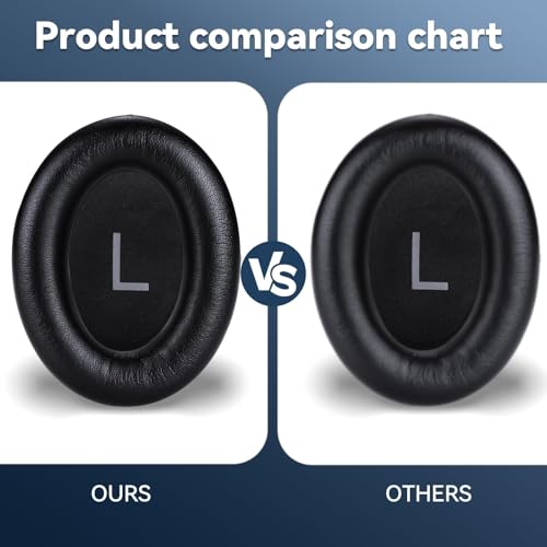 Almohadillas para auriculares Lukvcoe para Bose QuietComfort 45 (QC45)/QC SE, color negro de cuero de proteína miniatura 4