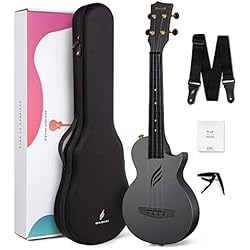 Enya Nova U Concert Ukulele 23” Carbon Fiber – Waterproof Travel Ukulele for Beginners & Adult, Lightweight Durable Body with Beginner Kit (Case, Strap, Capo, Strings)
