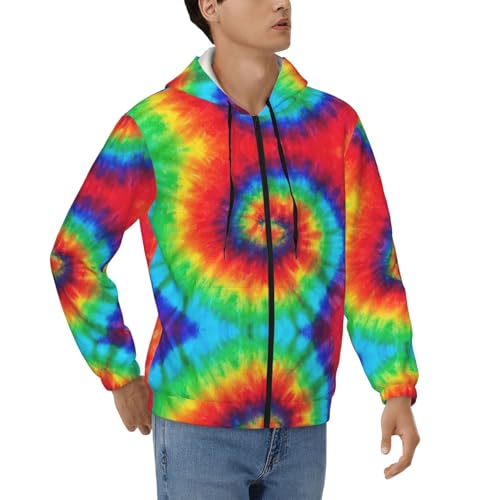 Veste à capuche Tie Dye Hippies homme coupe ample zippée et chaude