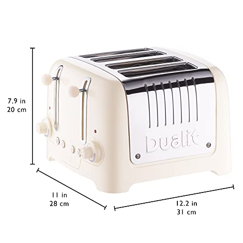 Dualit 4 Slice Lite Toaster, 2kW Toasts 120 Slices an Hour, Polished with Canvas White Trim, Bagel & Defrost Settings, 36 mm Wide Slots, 46263 - Image 8