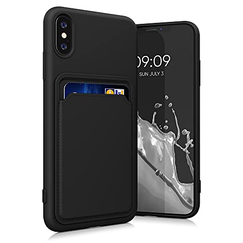 kwmobile Case Compatible with Apple iPhone XS Case - TPU Phone Cover with Credit Card Holder - Black