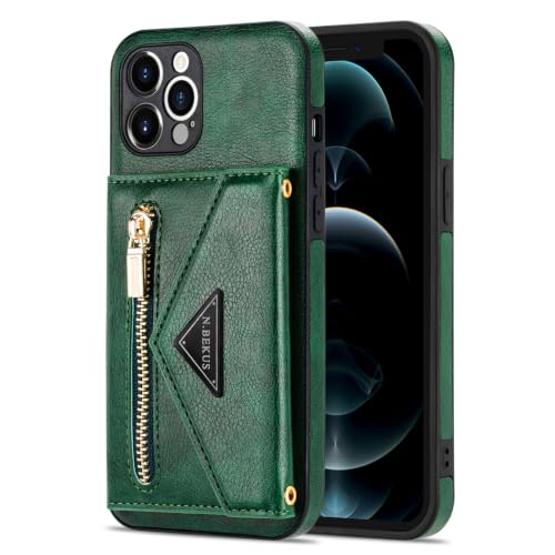 Housse iPhone 14 Plus verte style sacoche pour libérer vos mains en balade