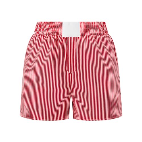 Image of Women Pajamas Shorts Micro Boxer Shorts Y2K Cute Gingham Sleep Lounge Shorts Checkered Plaid Button Pj Mini Shorts