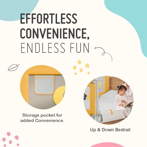 Image of SAFE-O-KID 2 Side Bed Rails (6 Ft /182 cm) with 1-Year Warranty | Bed Railing for Baby Safety |Adjustable Height & Portable | Bed Protector for Baby Falling - Yellow