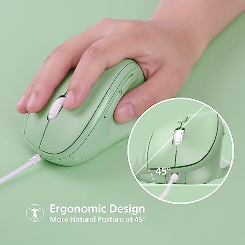 Ratón ergonómico vertical contra el dolor de muñeca Micropack inalámbrico USB-A y Tipo C Verde 4