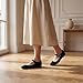 Imagen de GLAMORA Bailarinas Mujer con Hebilla Cierre Rápido Zapatos Planos Punta Redonda Mary Jane Cómodos Ajuste Seguro Borde Decorativo Cosido Calzado Primavera Verano black-39