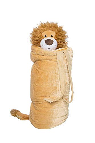 BuddyBagz Lion Brave Buddy, Super Fun & Unique Sleeping Bag/Overnight & Travel Kit for Kids, All in 1 Traveling-Made-Easy Solution Complete with Stuffed Animal, Pillow, Sleeping Bag & Overnight Bag