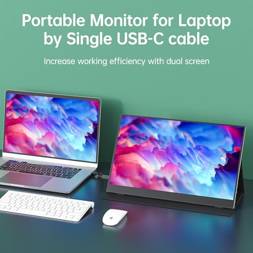 Image of cocopar Portable Monitor 15.6 Inch 1080P FHD 60Hz 85% sRGB Travel Monitor with Speaker HDMI USB-C Second Screen for Laptop MacBook Surface PC Xbox PS4 /5, VESA Mountable, with Full Cover Stand