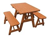 Amish-Made 44' Traditional A-Frame Pressure-Treated Pine Outdoor Picnic Table with Benches, Cedar Stain