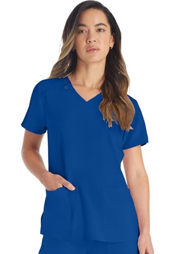 Dickies EDS Essentials Scrubs, V-Neck Womens Tops with Four-Way Stretch and Moisture Wicking DK615, XL, Galaxy Blue - image 1