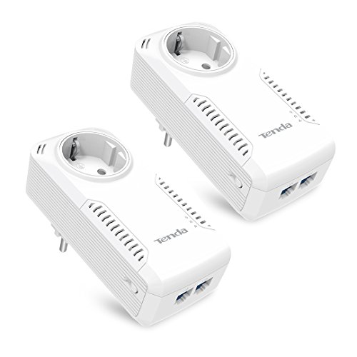 Preisvergleich Produktbild Tenda P1002P KIT AV1000 Gigabit Powerline Adapter Kit mit AC Pass Through (1 Gbit / s, 4 Gigabit LAN Ports, HomePlug AV2 Steckdose, 300 Meter, QoS, kompatibel mit Adaptern anderer Marken, 2er Set) weiß
