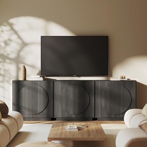 BELLEZE Modular Buffet Cabinet with Storage,Mid Century Modern Arched Sideboard