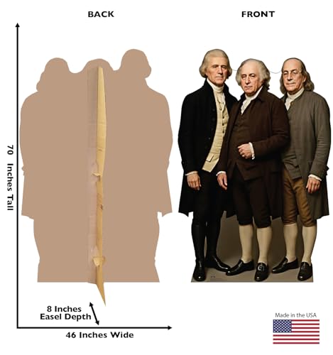 Image of Cardboard People Signers of the Declaration of Independence (Thomas Jefferson, Benjamin Franklin, John Adams) Life Size Cardboard Cutout Standup