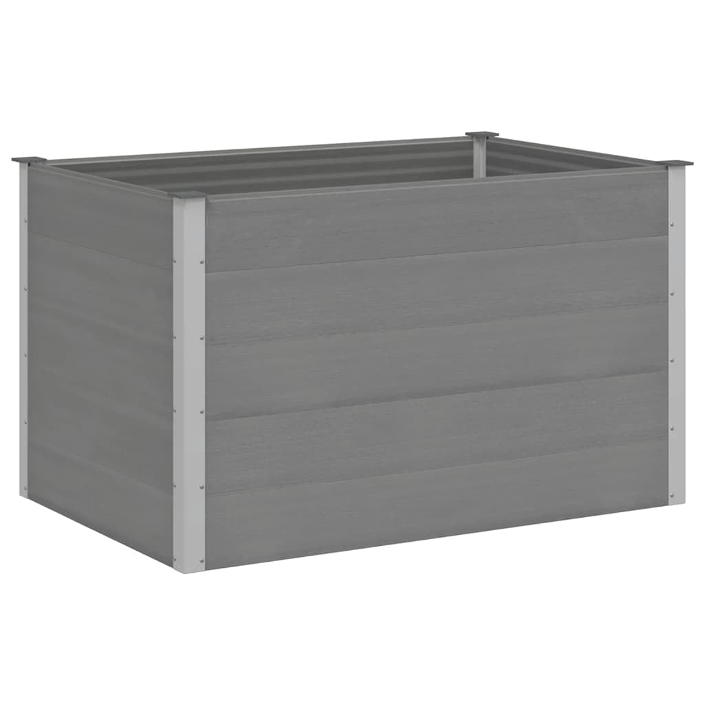 Letto Rialzato Giardino WPC Fioriera Orto Grigio 150x100x91 cm | Fioriera da esterno con pareti rinforzate in acciaio e fondo aperto, ideale per coltivare piante sul terrazzo.