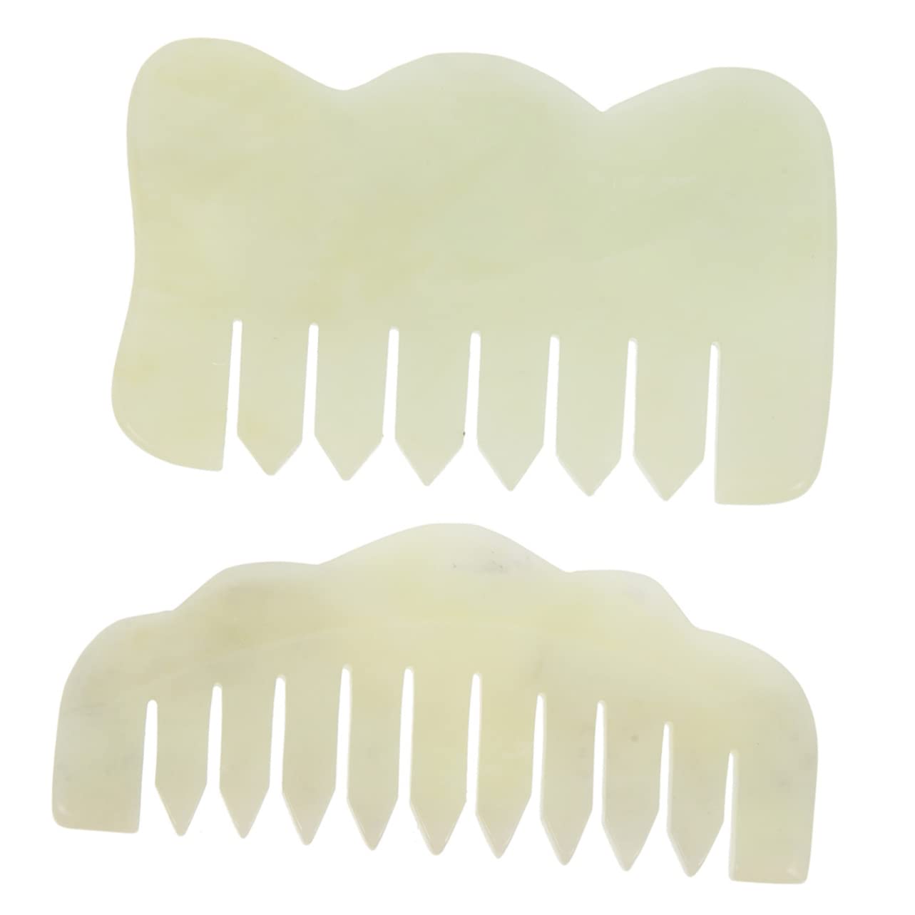 WOONEKY 2pcs Jade Comb Acupoint Massage Comb Scalp Massage Gua Sha Comb Massage Tool Scalp Caring Comb Massage Hair Brush Guasha Massage Comb Gua Sha Scraper Jade Massage Comb Body Massage