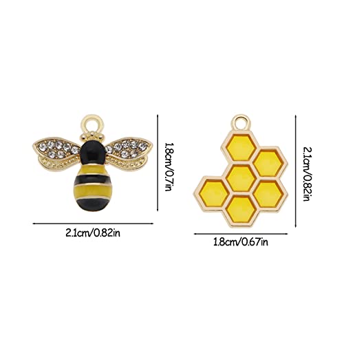 VGOL 18PCS Bee Charms & 18PCS Honeycomb Charms Pendants DIY Craft Jewelry Making Decorations Ornaments for Bracelet Necklace Keychain Crafting Findings - Image 4
