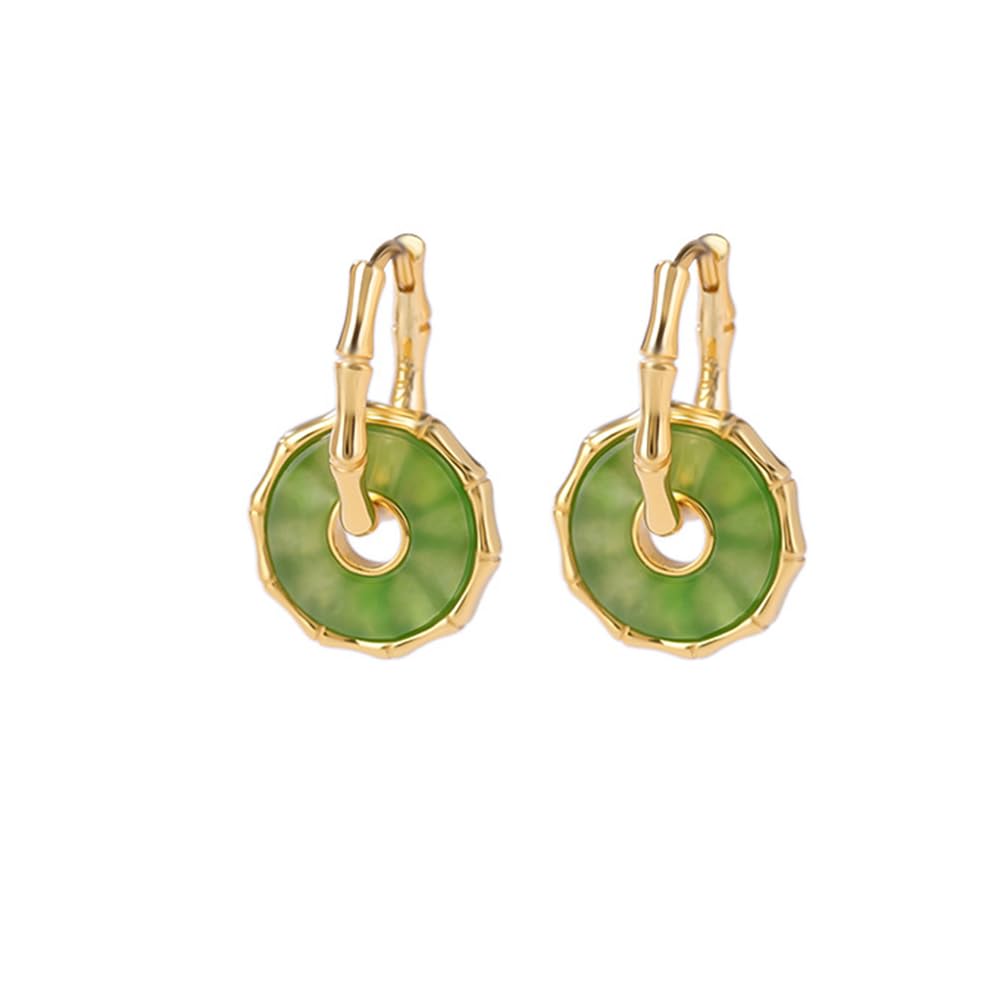 WBDWWTD Natürliche grüne Jade-Ohrstecker, Sterling-Silber-Ohrringe, Hotan-Schmuck, Geschenke für, Mutter, Freundin, Gold