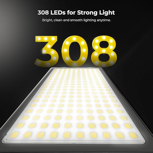 Image of Digitek (LED-D308) 25W Bi-Color LED Video Light with Hot Shoe Mount, 2700K-6500K Adjustable Color Temperature, 308 LEDs, 2860LM Brightness, For YouTube, Photography, Video Shoot (Battery Not Included)