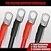 2 AWG Battery Cable 2AWG Gauge Pure Copper 6'' Battery Inverter Cables with 5/16'' Lugs Both Ends Power Inverter Wire Set for Automotive Solar Marine Boat RV Car Motorcycle Red and Black