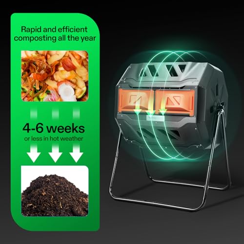 VIVOSUN Outdoor Tumbling Composter Dual Rotating Batch Compost Bin, 43 Gallon Orange Door by VIVOSUN - Image 7
