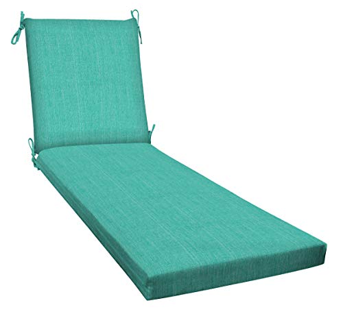Honeycomb Outdoor Textured Solid Surf Aqua Chaise Lounge Cushion: Recycled Fiberfill, Weather Resistant, Reversible, Comfortable and Stylish Patio Cushion: 22.5" W x 70" L x 3.5” T