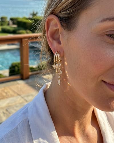 MUMREUES Gold Dangle Earrings for Women Trendy Drop Earrings | Statament Hypoallergenic Earrings for Sensitive Ears,Dainty Hanging Earrings,14K Gold Plated Huggie Dangly Earrings Jewelry - image 4