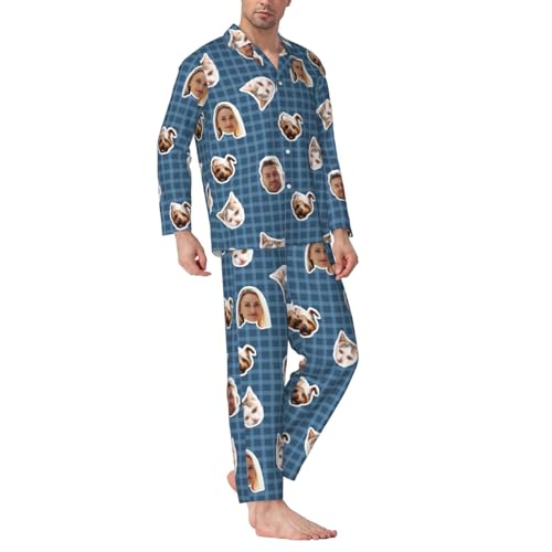 Pajamas Personalized Face Photo Matching Funny Women Men Sleepwear Christmas Family Dog Cat Long Pajama Set3