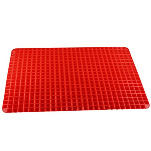 Wingogo Tapis de cuisson en silicone Rouge Pyramide Poêle résistant à la chaleur antiadhésif Tapis de cuisson saine