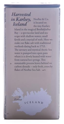 Nordur LAVA in Metalldose, Isländische Meersalzflocken mit Aktivkohle, 100 Gramm