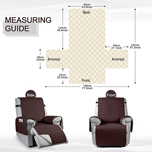 Image of KinCam 100% Waterproof Recliner Chair Cover, Reclining Couch Covers for Pets, Dogs, Recliner Couch Slipcover Furniture Protector with Elastic Straps for Kids(23.6 inch, Maroon)