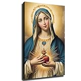 Virgin Mary Blessed Mother Immaculate Heart Of Mary Decorative Painting Art Poster Picture Modern Home Bedroom HD Print Poster Kitchen Office Decoration (Unframed,08×12inch)