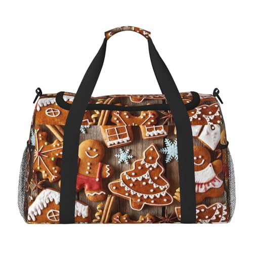 cute cookies man print Large Canvas Travel Duffel Bag Weekender Bags for Women Overnight Bag Carry On Tote Bag