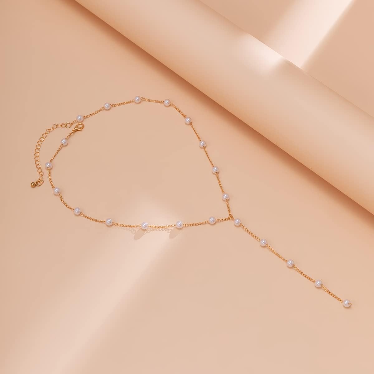 Pearl Necklace Gold Pearl Y Necklace Dainty Pearls Necklaces for Women Gold Beaded Necklaces Pearls Choker Chain Prom Wedding Bridal Bridesmaid Jewelry (Y) - Image 6