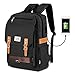 Produktbild Laptop Rucksack Herren Damen, Vintage Jugendliche Schulrucksack mit USB-Ladeanschluss für Arbeit Schule Universität Schwarz