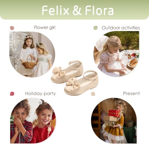 Image of Felix & Flora Toddler Flower Girl Dress Shoes - Baby Girl Ballet Mary Jane Flats for Party School Wedding