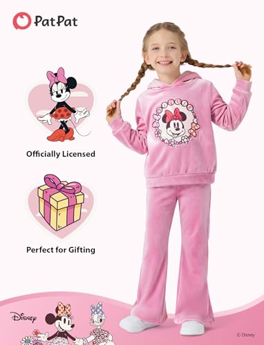 Image of Disney Frozen Princess Minnie Stitch Girl Clothes Long Sleeve Knot Front Sweatshirt Flare Pants Fall 2 Piece Outfit 2-9Y