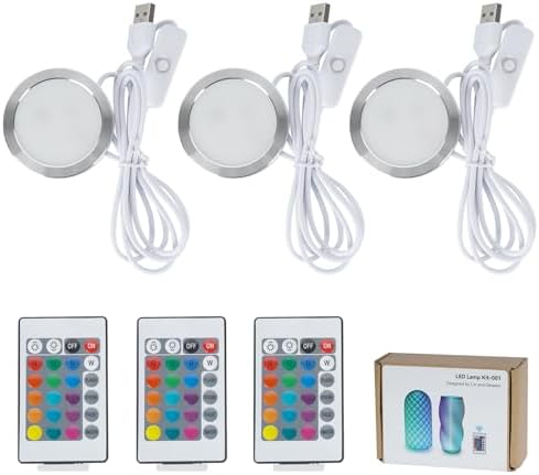 3PCS Remote Control RGB LED Lamp Kit 001 for Bambu Lab H2D/X1/P1P/A1 Multicolor RGB Includes Button Battery Makerworld for Anycubic Makeronline 3D Printer light DIY Hardware Model Parts USB