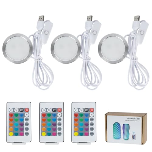 BambooSegD 3PCS Remote Control RGB LED Lamp Kit 001 for Bambu Lab H2D/X1/P1P/A1 Multicolor RGB Includes Button Battery Makerworld for Anycubic Makeronline 3D Printer light DIY Hardware Model Parts USB