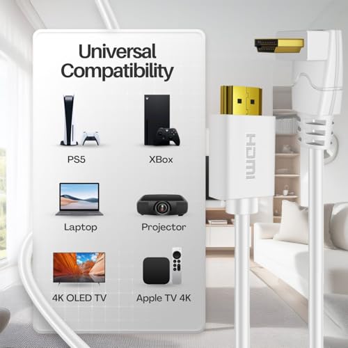 Cable HDMI 4K con codo de 90 grados para pantallas planas y sonido ARC eARC 7
