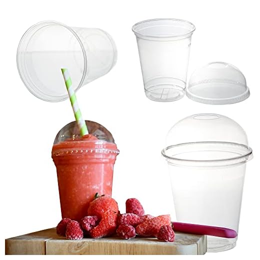 Vaso para batidos con tapa y orificio redondo, vaso de plástico para té de burbuja, taza de batido, taza de batido, vaso para helado, accesorios de cóctel, taza de postre (50, 0,3 l)