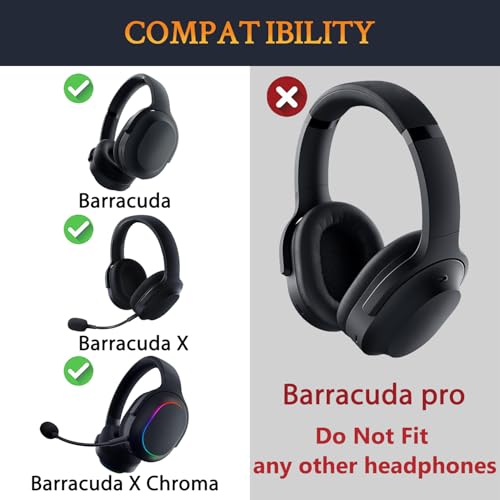 Image of SOULWIT Cooling-Gel Earpads for Razer Barracuda, Barracuda X, X Chroma Headphones, Ear Pads Cushions with Noise Isolation Foam, Ice Silk Fabric - Dark Green
