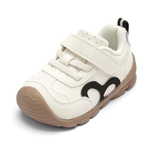 Image of Balabala Girls Boys Toddler Sneakers Wide Toe Box Walking Shoes | Unisex Kids Sneakers with hook-and-loop straps, non-slip soles, soft heel cushion, and flexible support for play