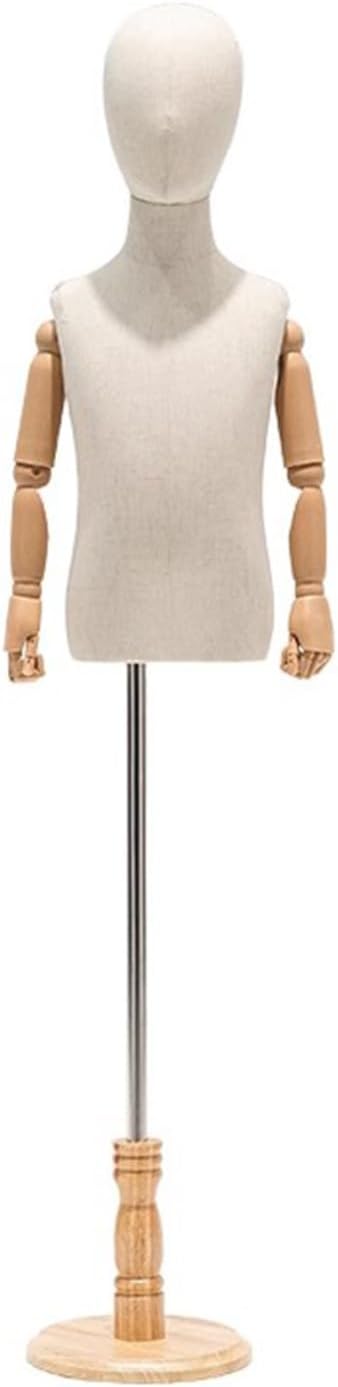 Kids Mannequin Body Child Dress Form with Wood Stand, Mannequin Torso, Height Adjustable Mannequin Body for Store Display(135-140cm(53-55in))